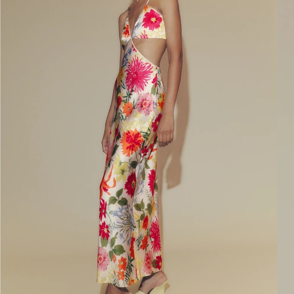 Reformation Poppies Silk Cutout Maxi Dress